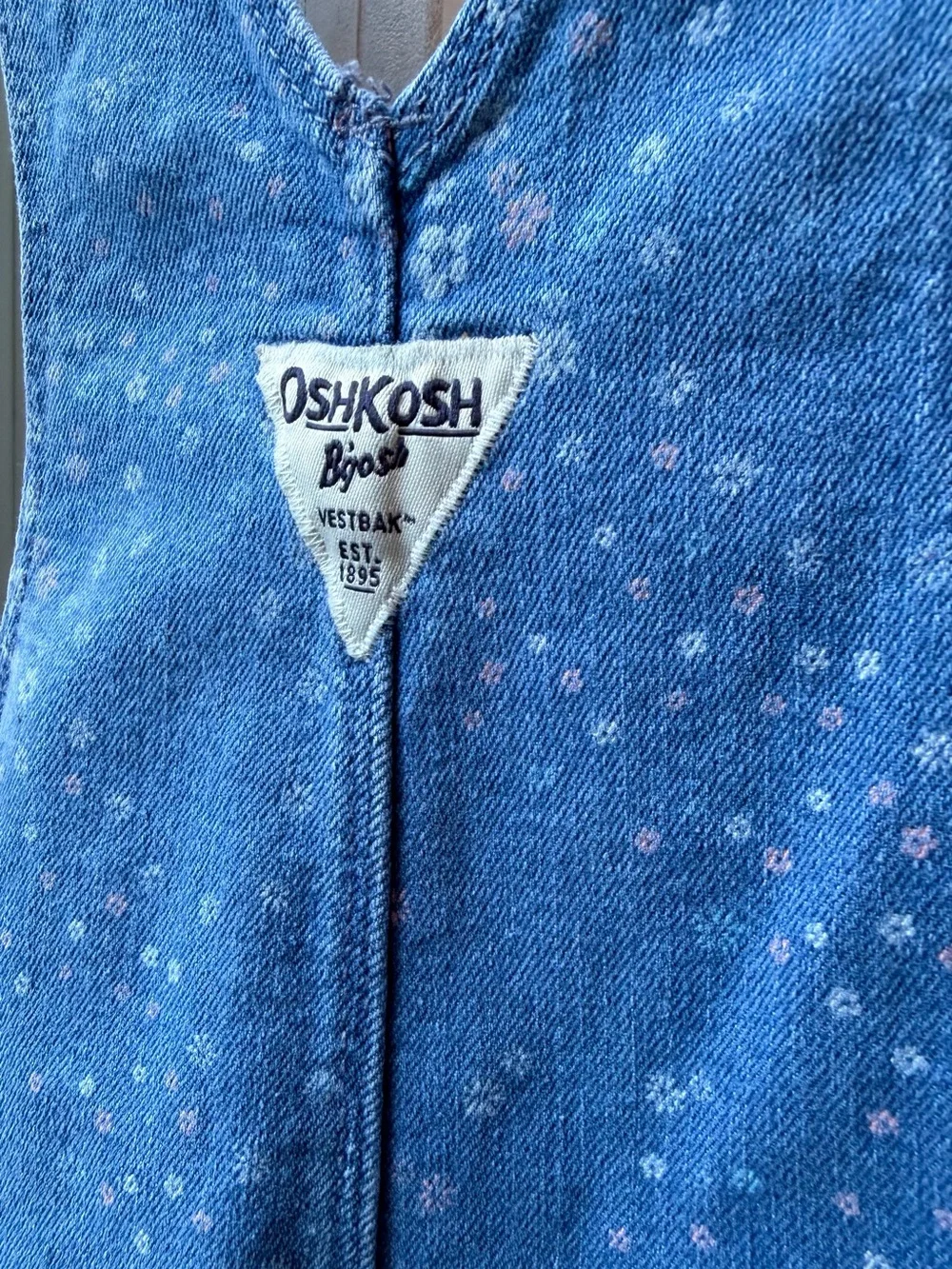 OshKosh B'gosh Blue Floral Denim Overalls for Kids - 12M